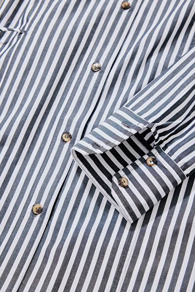BLACK STRİPED PATTERNED SHİRT 4