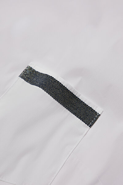 WHITE BASIC / ROUND NECKLINE SHORT SLEEVE BLOUSE 4