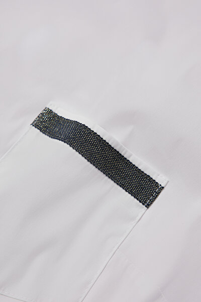 WHITE BASIC / ROUND NECKLINE SHORT SLEEVE BLOUSE 4