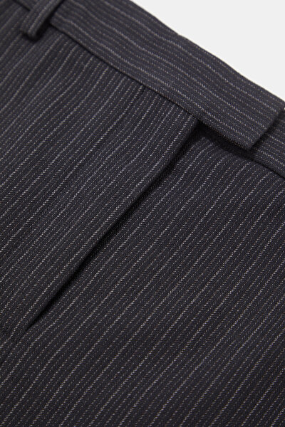 BLACK STRIPED PATTERNED WOOL SKIRT 5