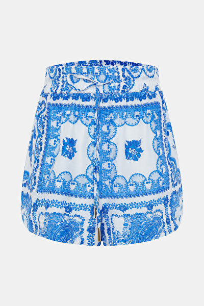 WHITE DESIGN FILLED HIGH WAIST SHORTS 5