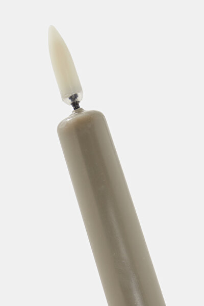 55 CM PİLLİ UZUN KONİK MUM-BEJ 4