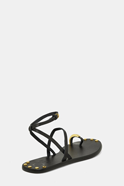 BLACK LEATHER SANDALS 3