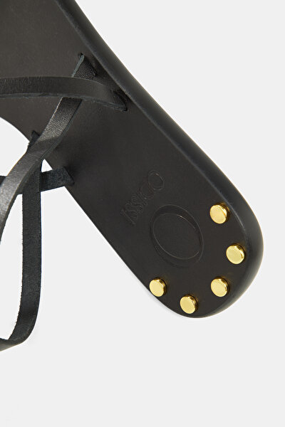 BLACK LEATHER SANDALS 4