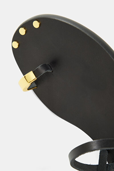 BLACK LEATHER SANDALS 5