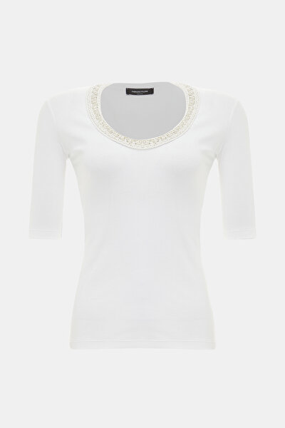 WHITE BASIC / ROUND NECKLINE SHORT SLEEVE TSHIRT 5
