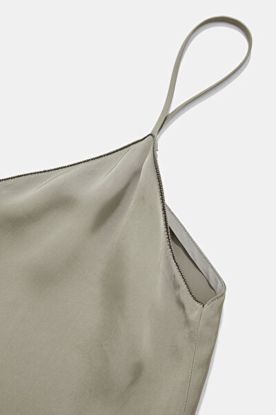 GREY PLUNGE NECKLINE SLEEVELESS SUSPENDER BLOUSE 3