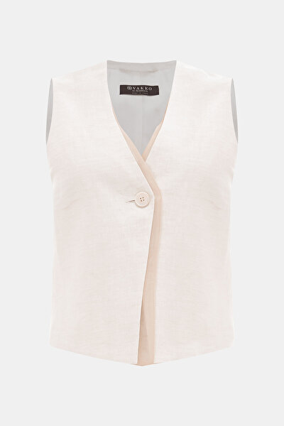 CREAM V NECK VEST 8