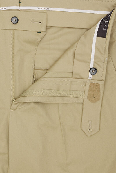 BEIGE PLAIN DIAGONAL TROUSERS 5