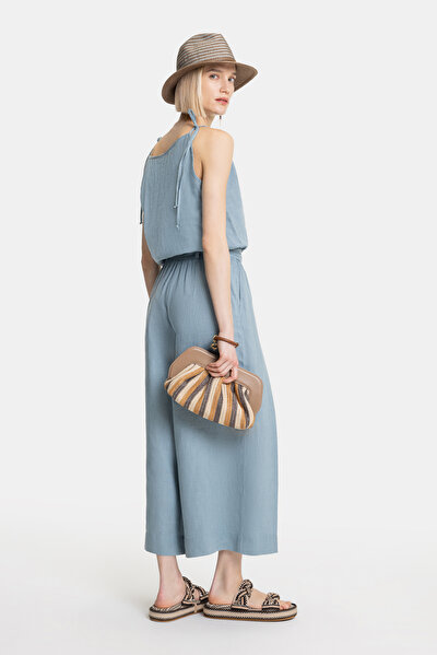 LIGHT BLUE SQUARE SLEEVELESS SUSPENDER JUMPSUIT 3