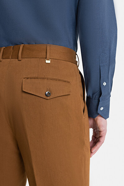 RED BROWN PLAIN DIAGONAL TROUSERS 4