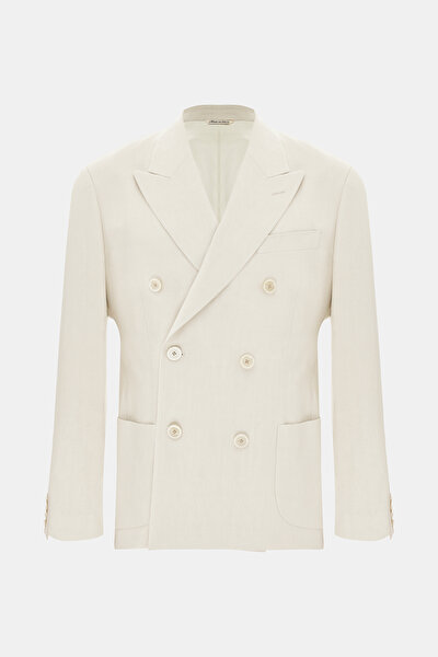 LIGHT BEIGE SURPLICE NECKLINE (CROSS-OVER NECKLINE) JACKET 5