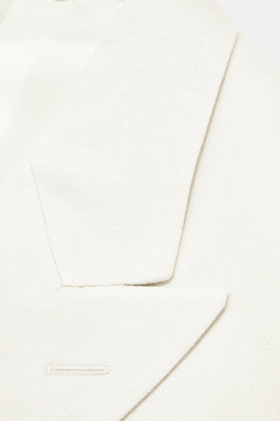 LIGHT BEIGE SURPLICE NECKLINE (CROSS-OVER NECKLINE) JACKET 8