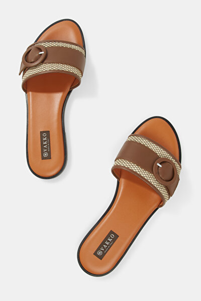 BROWN LEATHER SLIPPER 5