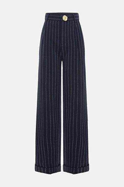ECRU STRIPED STRAIGHT CUT TROUSERS 5