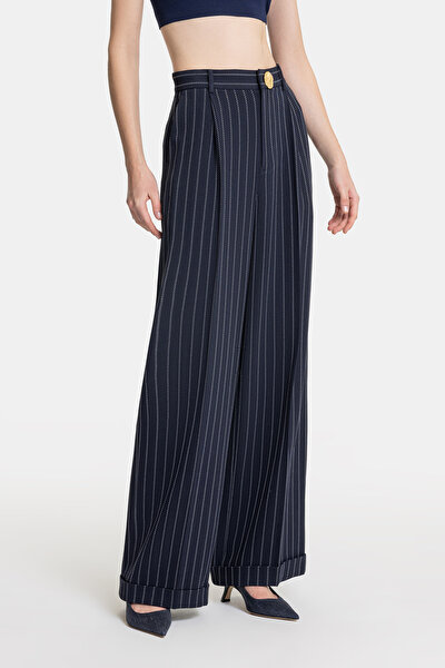 ECRU STRIPED STRAIGHT CUT TROUSERS 3