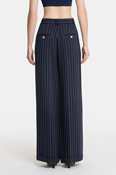 ECRU STRIPED STRAIGHT CUT TROUSERS 4