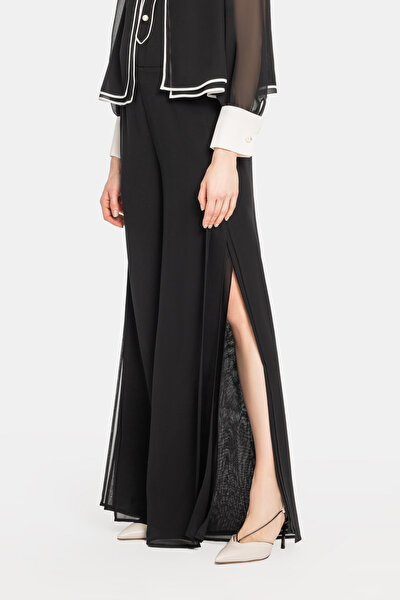 BLACK WIDE LEG TROUSERS 3