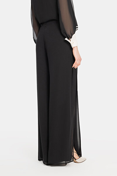 BLACK WIDE LEG TROUSERS 4