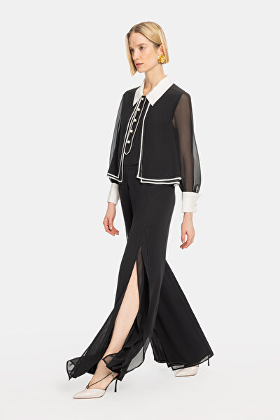 BLACK WIDE LEG TROUSERS 5