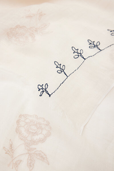 BLACK DESIGN FILLED LINEN COTTON SHAWL 4