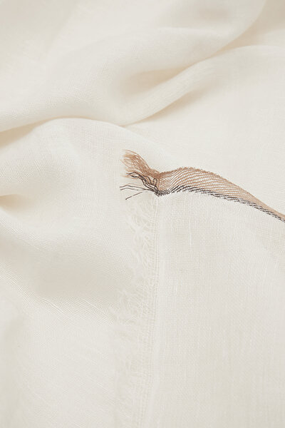 BROWN COTTON/LINEN SHAWL 4