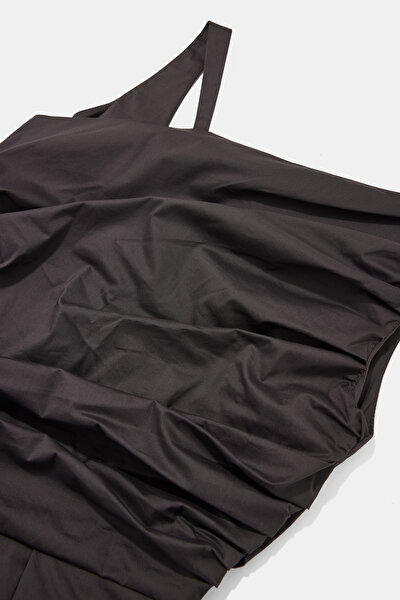 DARK BROWN ASYMMETRIC SLEEVELESS BLOUSE 3