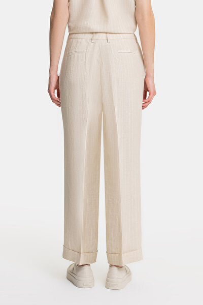 ECRU STRIPED WIDE LEG TROUSERS 4