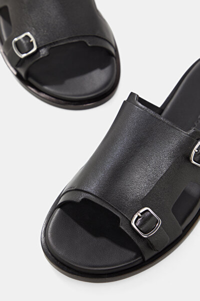 BLACK LEATHER SLIPPER 4