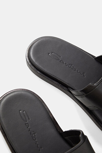 BLACK LEATHER SLIPPER 5