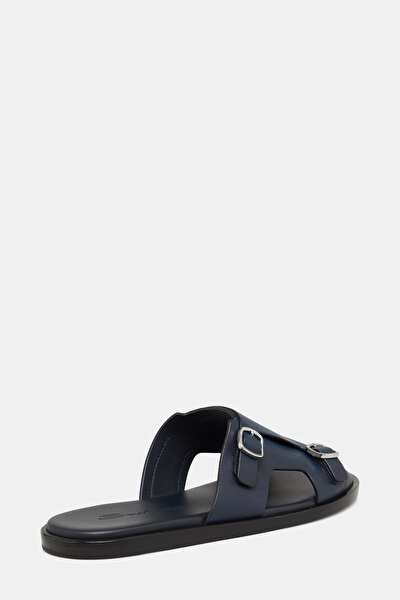 NAVY BLUE LEATHER SLIPPER 3