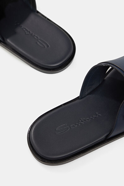 NAVY BLUE LEATHER SLIPPER 5