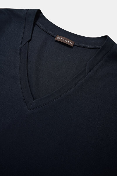 NAVY BLUE V NECK SHORT SLEEVE TSHIRT 3