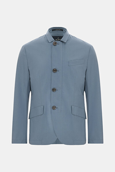 BLUE WOOL/SILK COAT 5