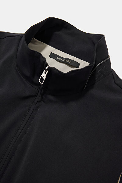 NAVY BLUE UPRIGHT COLLAR VEST 3