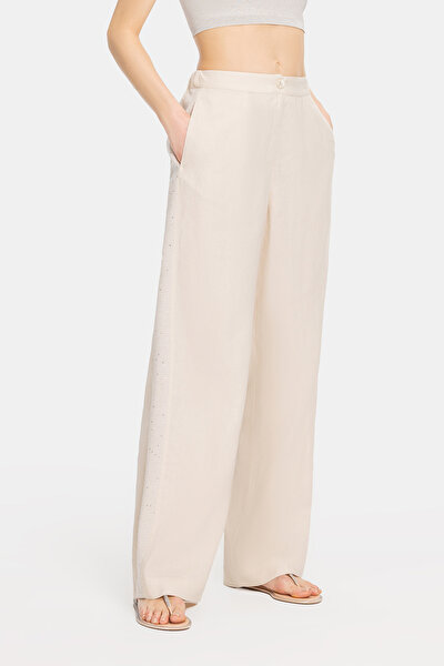 BEIGE STRAIGHT CUT TROUSERS 3