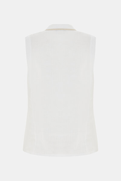 ECRU V NECK SLEEVELESS BLOUSE 5