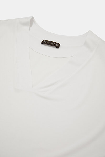 ECRU V NECK SHORT SLEEVE TSHIRT 3