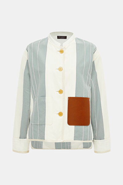 ECRU MANDARIN COLLAR JACKET 8