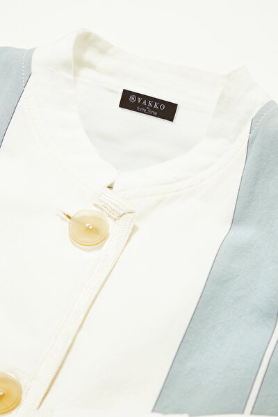 ECRU MANDARIN COLLAR JACKET 10