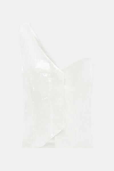 ECRU ASYMMETRIC SLEEVELESS BLOUSE 5
