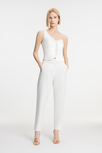 ECRU ASYMMETRIC SLEEVELESS BLOUSE 3