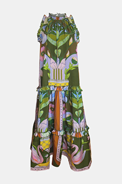 MULTİCOLOR FLORAL PATTERN MİDİ DRESS 3