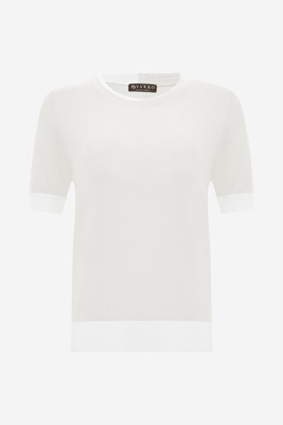 BEIGE BASIC / ROUND NECKLINE SHORT SLEEVE BLOUSE 5