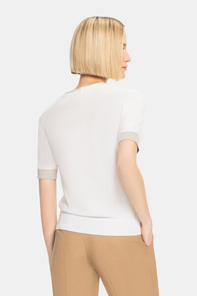 BEIGE BASIC / ROUND NECKLINE SHORT SLEEVE BLOUSE 3