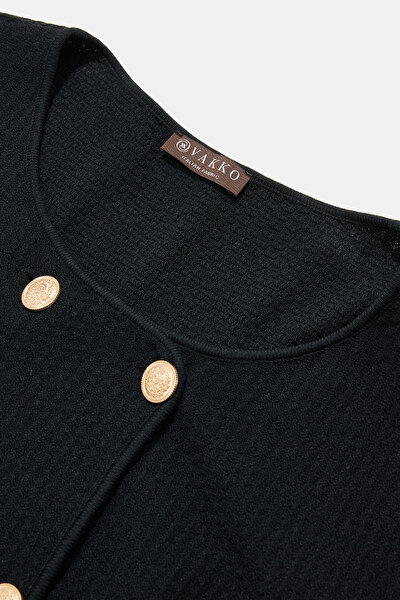 BLACK BASIC / ROUND NECKLINE JACKET 3