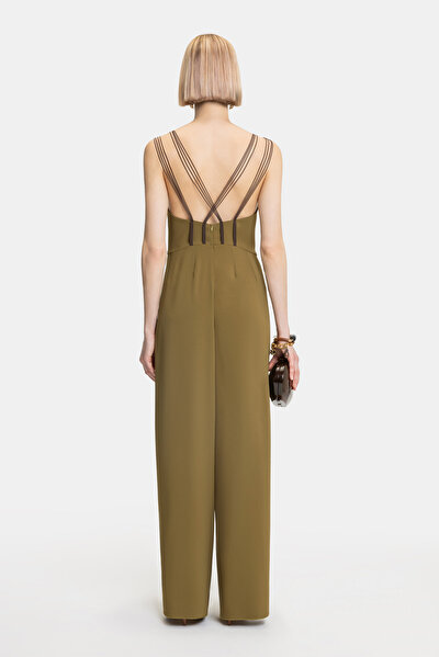 BROWN SLEEVELESS SUSPENDER JUMPSUIT 4