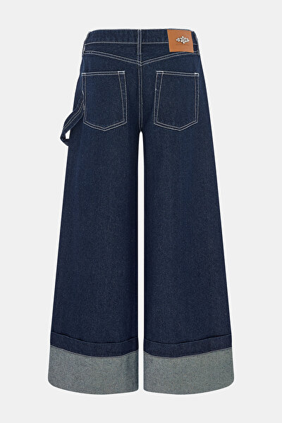 DARK BLUE WIDE LEG TROUSERS 4