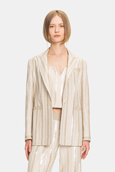 BEIGE SWALLOW COLLAR JACKET 4