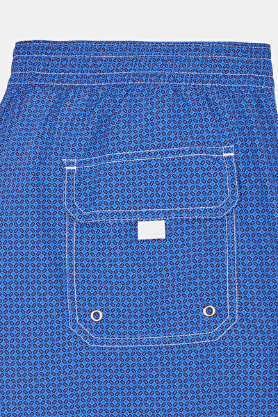 DARK BLUE MICRO PATTERNED ELASTIC SWIMSUIT 8